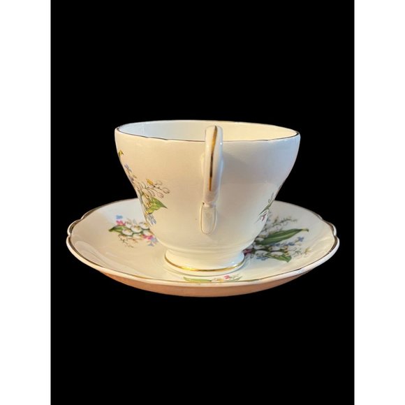 VTG Regency English Bone China Lily of Valley Floral Tea Cup & Saucer Gold Trim - Picture 2 of 9